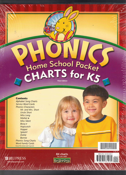 Beginnings Phonics Home School Packet Charts for K5 3rd edition BJU Press