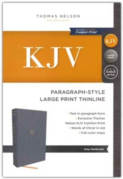 Paragraph Style Large Print Thinline Bible, KJV (Gray Hardcover)