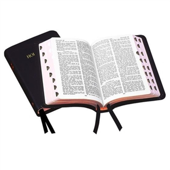 Royal Ruby Text Bible, Pocket Edition (Black Calfskin Leather)