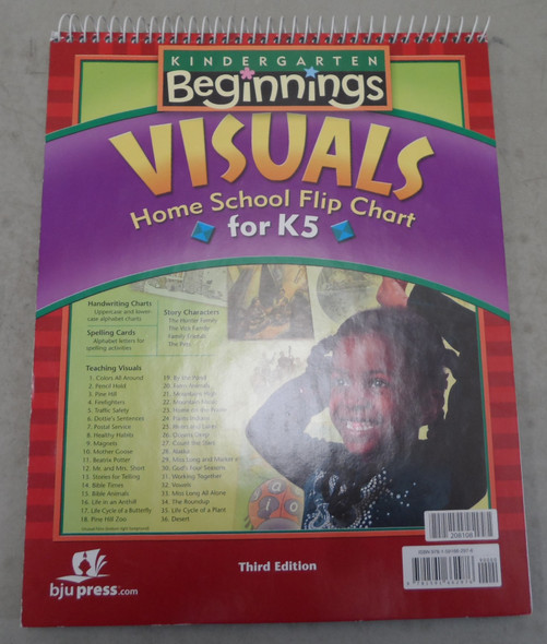 Kindergarten Beginnings Visuals Home School Flip Chart for K5 Third Edition BJU Press