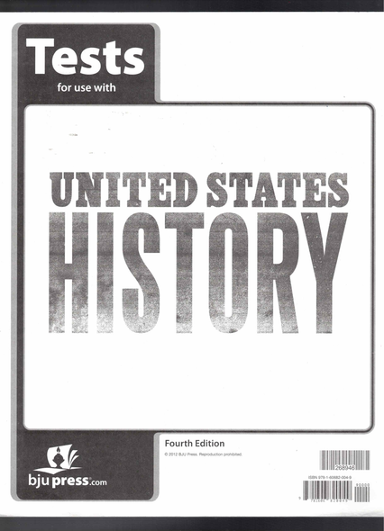 Tests for use with United States History  (4th Edition) BJU Press