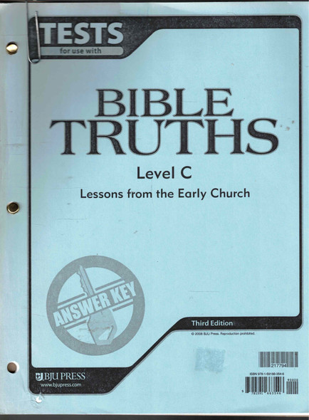 Tests for Use with Bible Truths Level C Lessons from the Early Church Answer Key (Third Edition) BJU Press