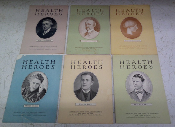 Lot of 6 Vintage Health Heroes Booklets from Met Life, Marie Curie, Walter Reed