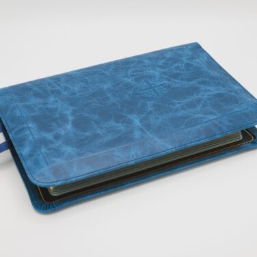 Personal Size Canterbury Reference Bible, KJV (Marbled Sapphire Calfskin Leather, full yapp)