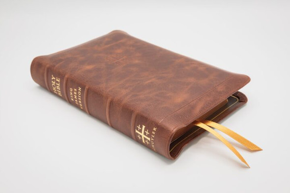 Personal Size Canterbury Reference Bible, KJV (Chestnut Calfskin Leather, full yapp)