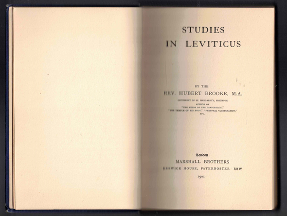 Studies in Leviticus by Rev. Hubert Brooke