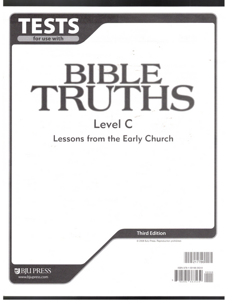 Bible Truths Level C 3rd Edition Testpack from BJU Press
