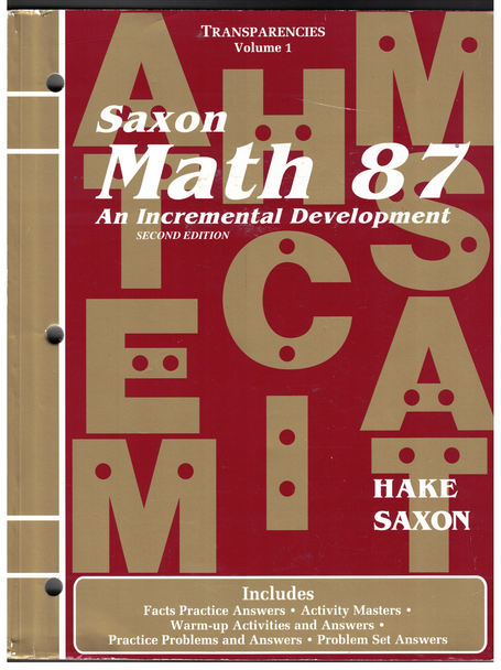 Saxon Math 87 3-Volume Set of Transparencies for 2nd Edition by Stephen Hake