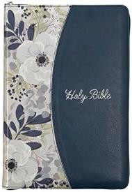 Large Print Thinline Bible, Indexed (Blue Imitation Leather w/ Zipper) KJV