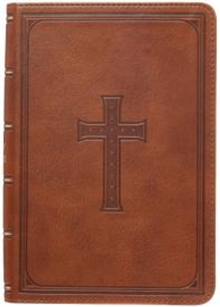 Large Print Compact Bible, KJV (Imitation, Brown with Cross)