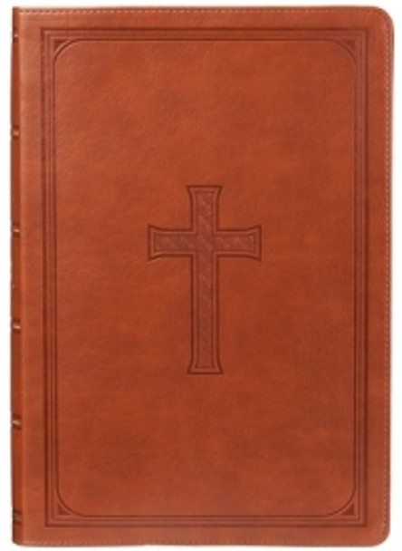 Super Giant Print Bible, KJV (Imitation, Tan with cross)