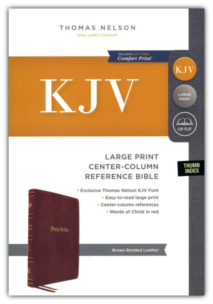 Large Print Center-Column Reference Bible, Indexed (Brown Bonded Leather) KJV