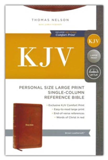 Large Print Personal Size Single-Column Reference Bible (Brown Leathersoft) KJV