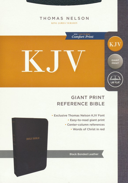 Giant Print Center-Column Reference Bible, Indexed (Black Bonded Leather) KJV