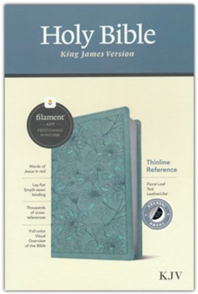 Thinline Reference Bible, Filament Edition, Indexed, KJV (Imitation, soft leather-look, Teal floral leaves)