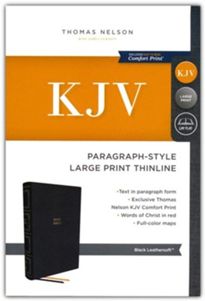 Paragraph Style Large Print Thinline Bible, KJV (Imitation, soft leather-look, Black)