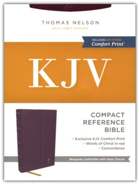 Compact Reference Bible, w/ flap, KJV (Imitation, Burgundy)