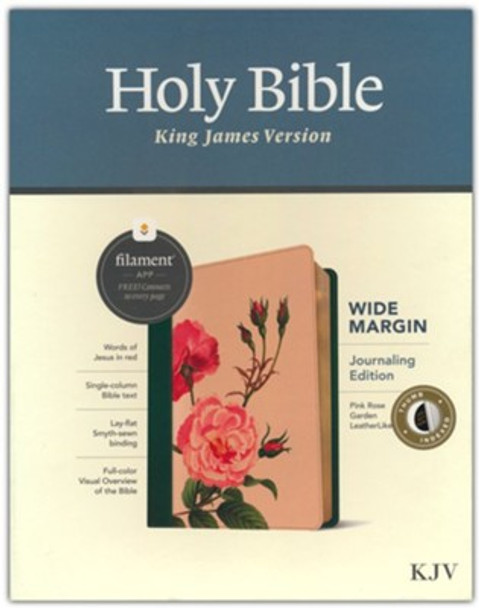 Filament Study Bible, Wide Margin, Indexed, KJV (Imitation, Pink Rose Garden)