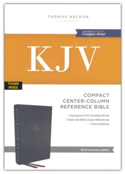 Compact Center-Column Reference Bible, Indexed, KJV (Black Genuine Leather)