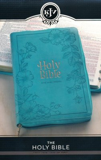 Large Print Thinline Bible, w/ zipper, KJV (Imitation, two-tone Teal)