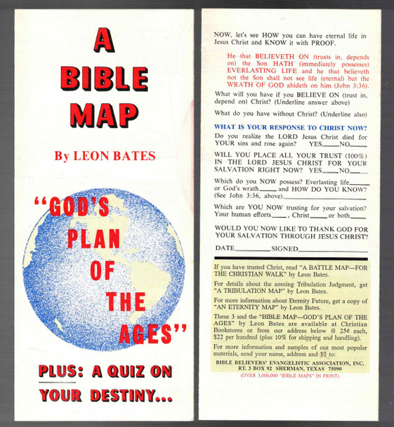 A Bible Map by Leon Bates "God's Plan for the Ages" Plus a Quiz on Your Destiny