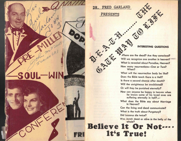 Dr. Fred Garland Presents  - Death.....The Gateway to Life: A Lot of 3 Vintage Booklets of Pastor/Evangelist Dr. Fred Garland