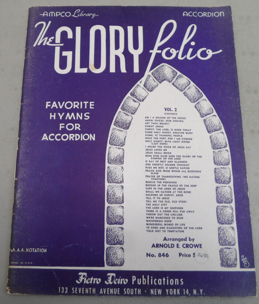 The Glory Folio Favorite Hymns for Accordion Volume 2 arranged by Arnold E. Crowe