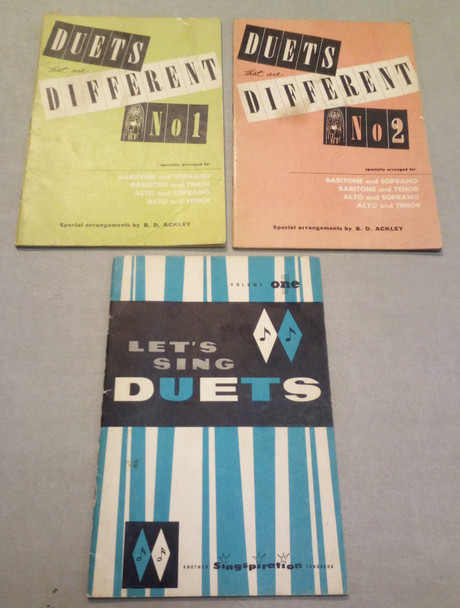 A Nice Lot of 3 Duet Songbooks by B. D. Ackley & Singspiration