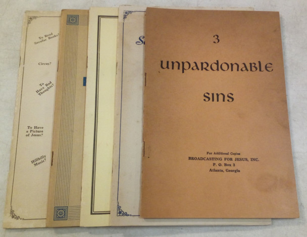 Vintage Lot of 5 Gospel Booklets on Sin from Bro. Maze Jackson