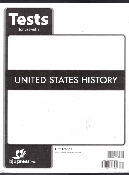 Tests for use with United States History  (5th Edition) BJU Press