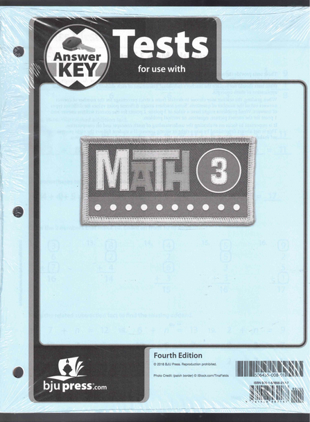 Answer Key Tests for use with Math 3 (4th Edition) BJU Press