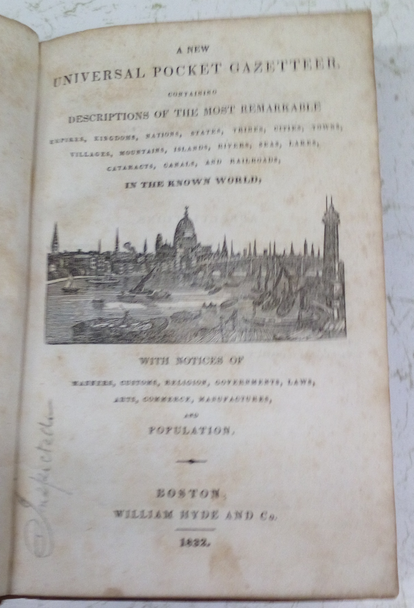 A New Universal Pocket Gazetteer 1832 William Hyde & Co. Boston