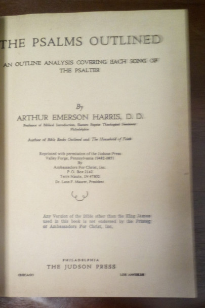 The Psalms Outlined by Arthur Emerson Harris
