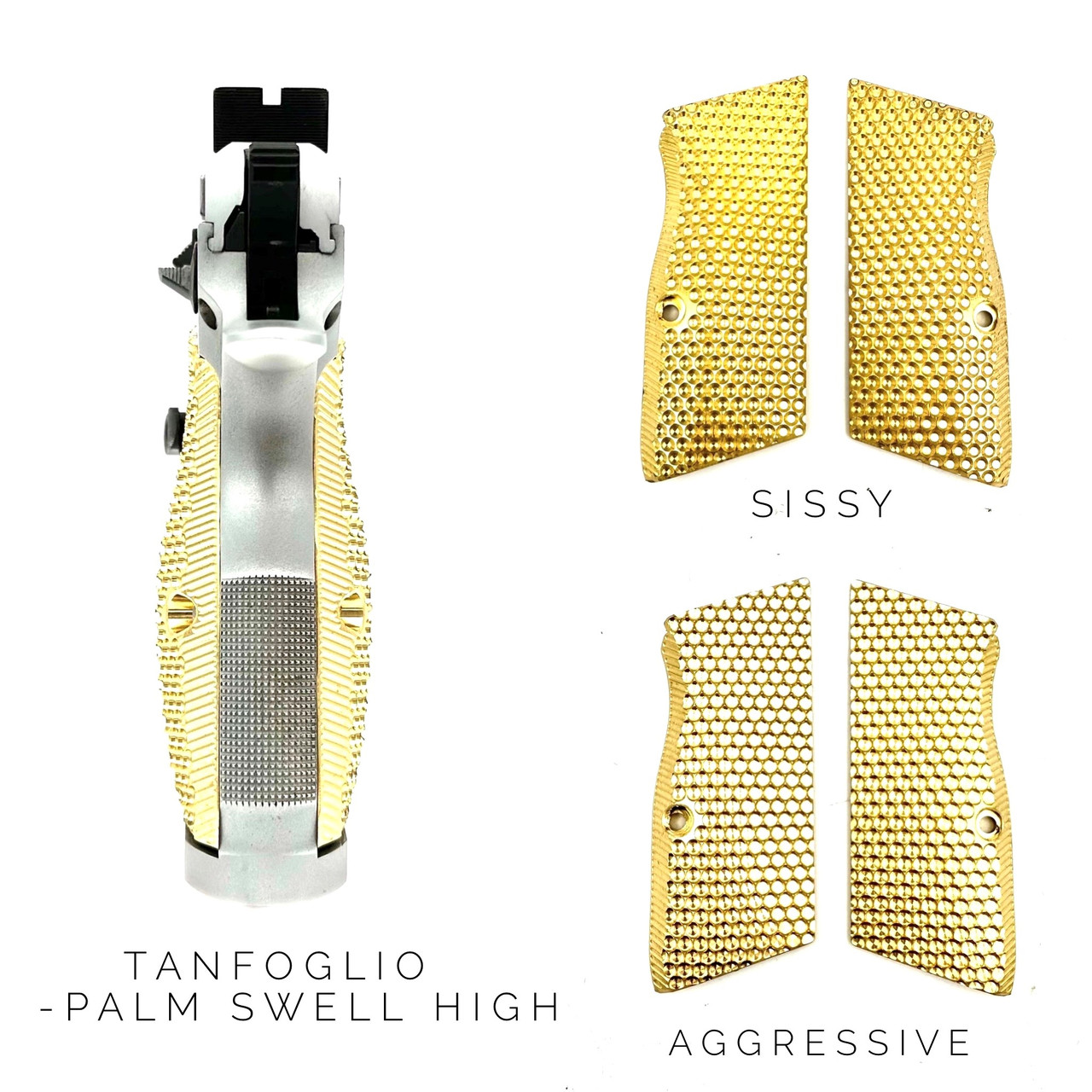 Patriot Defense Tanfoglio Grips - Palm Swell High - Brass - Full Size