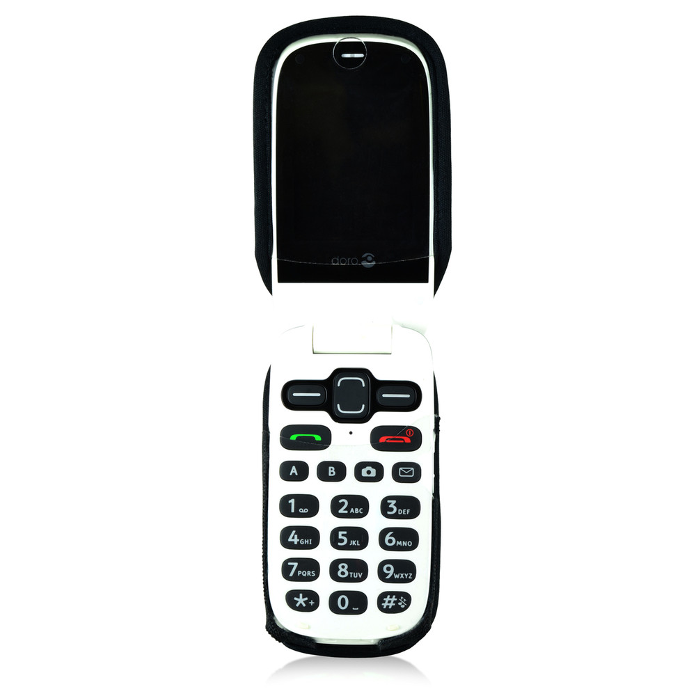 Doro Phoneeasy 626 Flip Phone Fitted Case Black Nylon Metal Clip