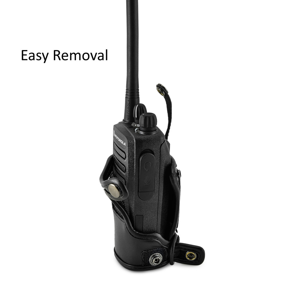 Motorola CP200D Radio Holder Leather Case, Metal Belt Clip