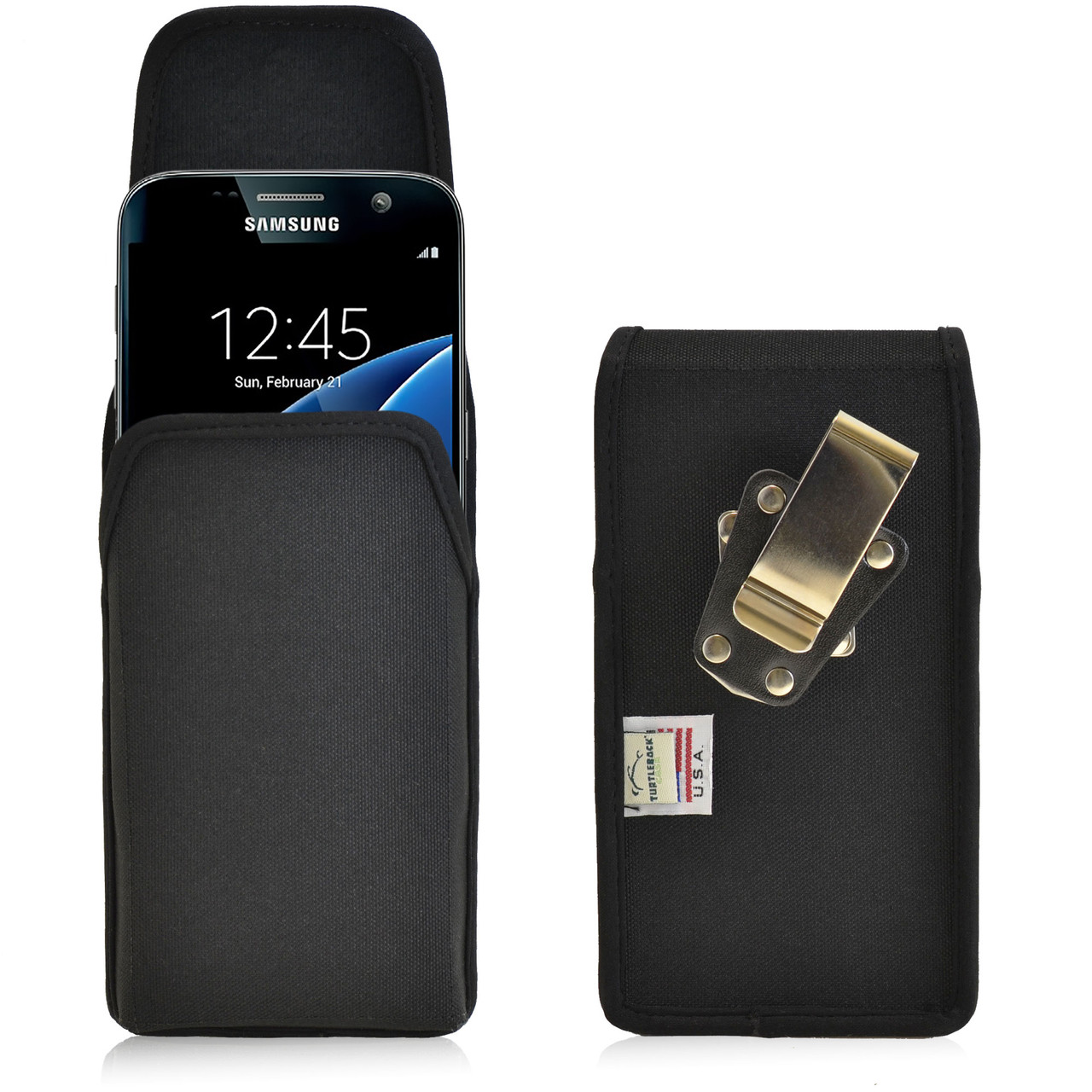 Vertical Nylon Dual Pocket Phone Holster Pouch Belt Clip Case
