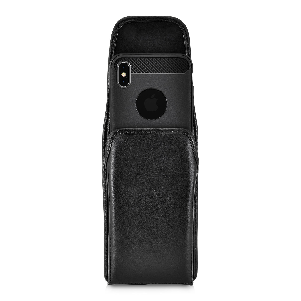 Turtleback Belt Case Designed For IPhone 11 (2019) And IPhone XR (2018) Vertical Holster Black Leather Pouch With Heavy Duty Rot - View #5