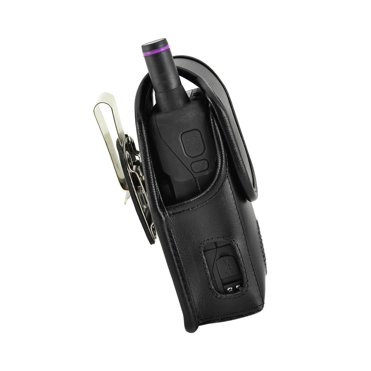 Unication G4 G5 Pager Scanner Black Leather Holster Case Rotating Belt