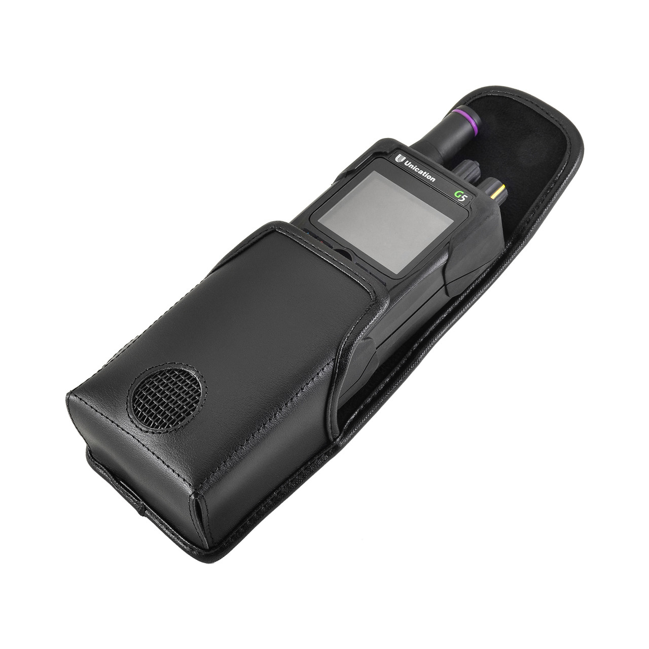 Unication G4 G5 Pager Scanner Black Leather Holster Case Rotating Belt