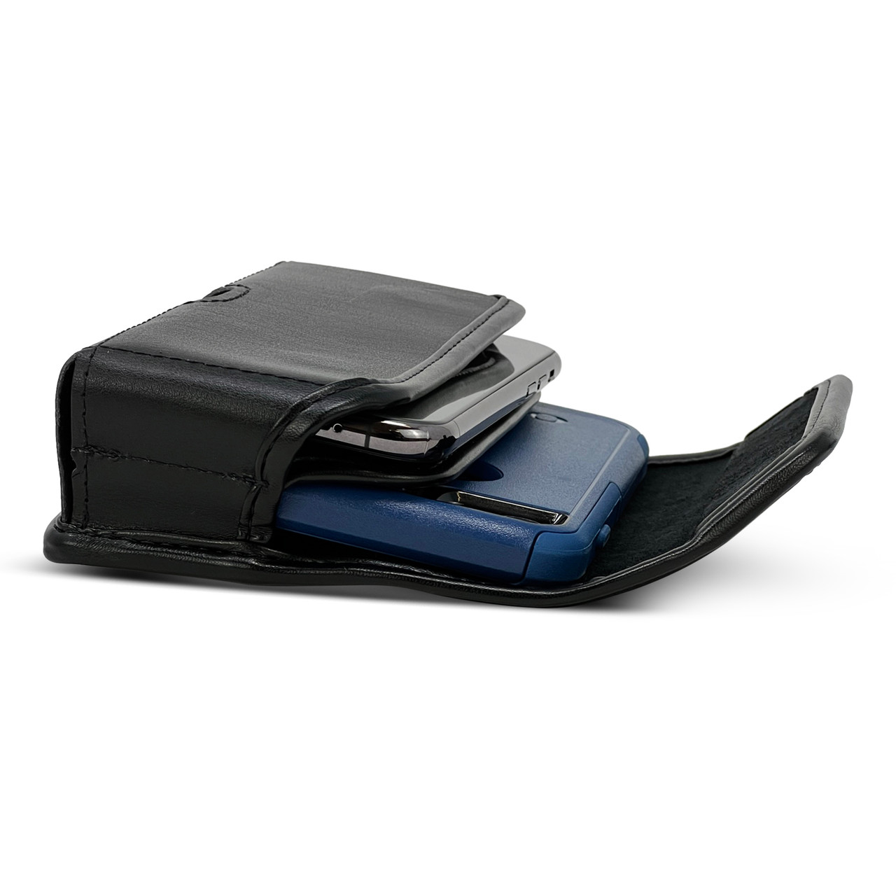 Dual Phone Pouch Waist Strap Leather Belt Clip Case Holster Bag