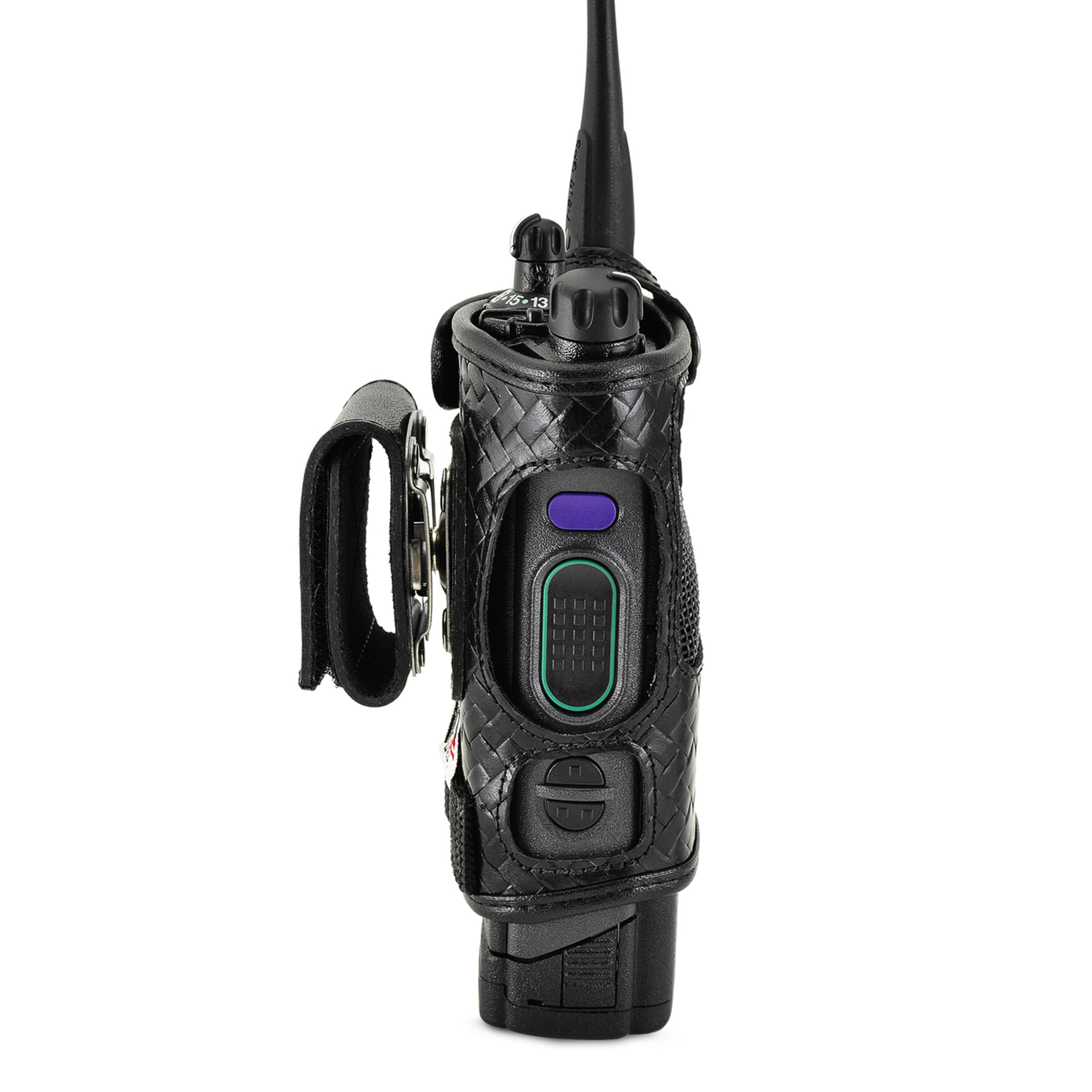 Motorola APX6000 Holder Duty Belt Clip BASKET WEAVE Leather