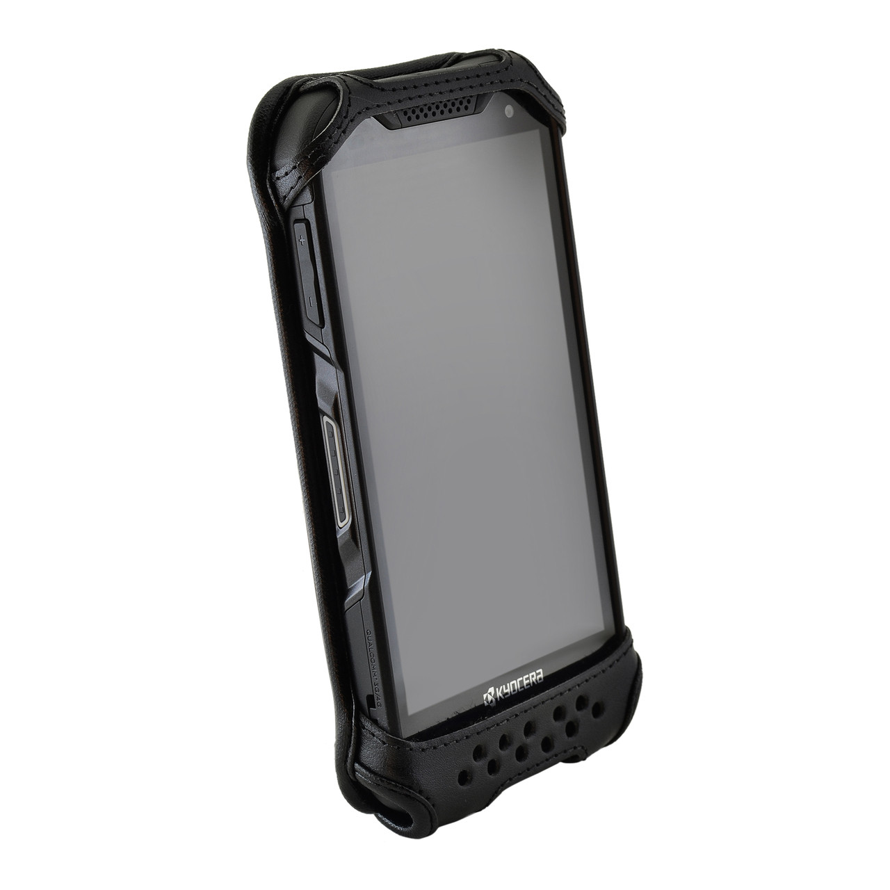 Kyocera DuraForce PRO 2 Fitted Phone Case Black Leather Metal Clip