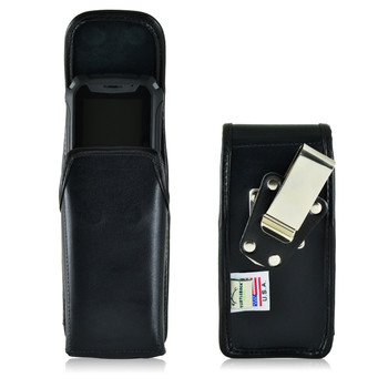 DONWELL Double Layer Vertical Leather Belt Pouch For IPhone/Samsung - Magnetic Closure With Clip