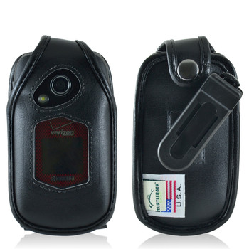 Kyocera DuraXV+ Plus Leather Fitted Case Black Belt Clip