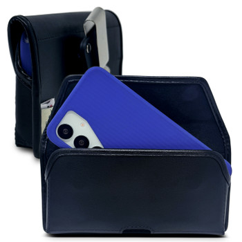 Galaxy S26 Plus, S25+ S24+ Plus Fits with OTTERBOX COMMUTER Black Leather Holster Pouch Rotating Belt Clip Horizontal