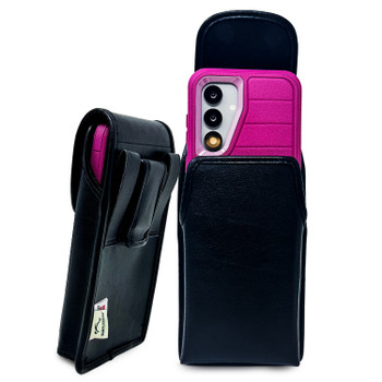 Galaxy S26, S25-S20 S10 Fits with OTTERBOX DEFENDER Vertical Belt Case Black Leather Pouch Executive Belt Clip