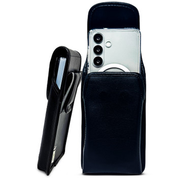 Galaxy S26 S25-S20 Vertical Belt Case Black Leather Pouch Executive Belt Clip