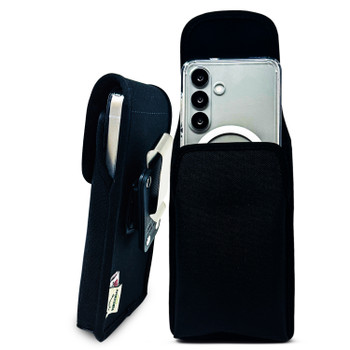 Galaxy S26 S25-S20 Vertical Holster Black Nylon Pouch with Rotating Belt Clip
