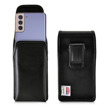 Galaxy S20+ S21+ S22+ Plus Vertical Belt Case Black Leather Pouch Executive Belt Clip